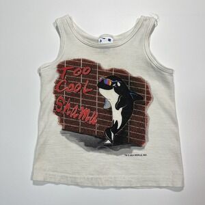 Vintage Sea World Shamu Kids Tank Top Shirt Kids Size 2T Made In The USA